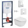 Комплект інсталяції: Унітаз ROCA MERIDIAN Rimless з сидінням Slim, slow closing Інсталяція GROHE RAPID SL 3в1, A34H242000+38772001+37131000